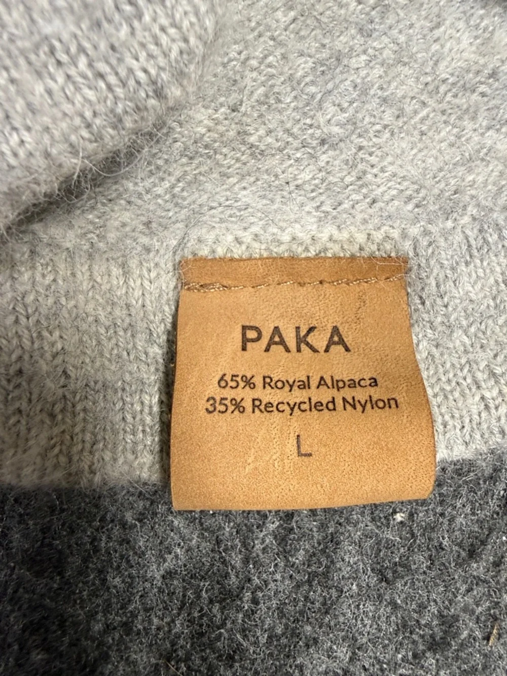 PAKA Men's Crewneck Sweater Hoodie in Light Gray Handmade.